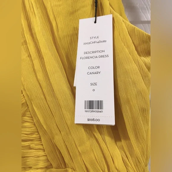 NWT $698 Veronica Beard Women's Yellow Florencia Silk Tiered Gown Dress - Picture 8 of 11